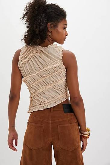 Free People Pink Sands Smocked Top