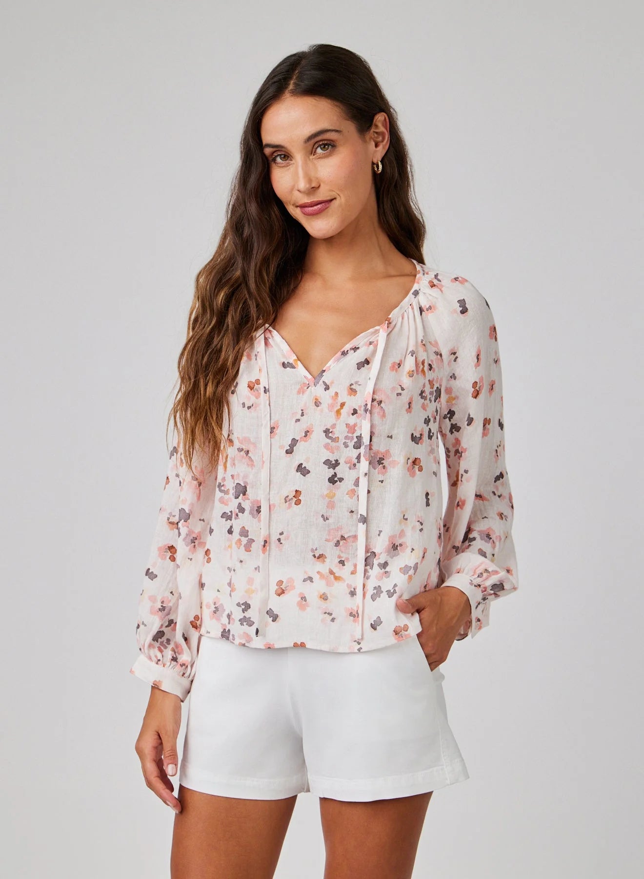 Bella Dahl Shirred Raglan Tie Front Blouse