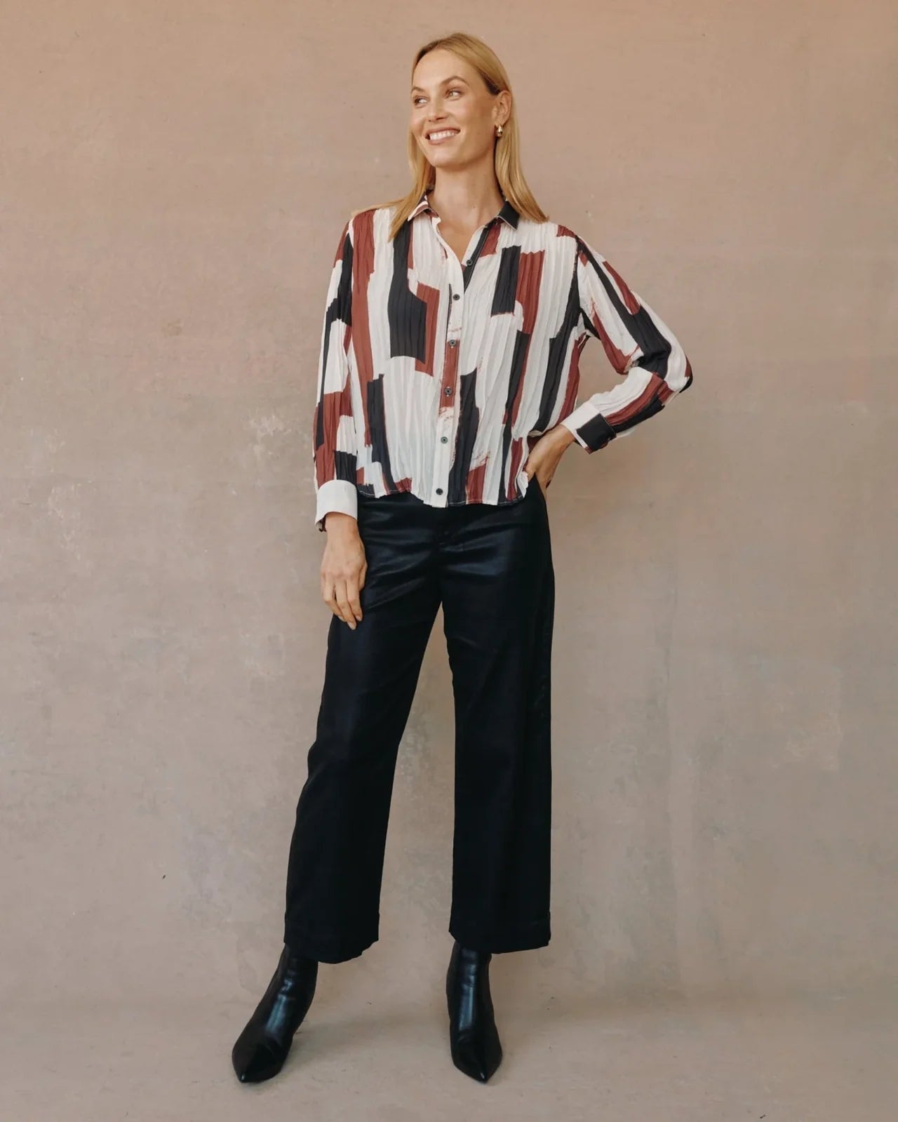 BellaDahl Pleated Button Down Blouse