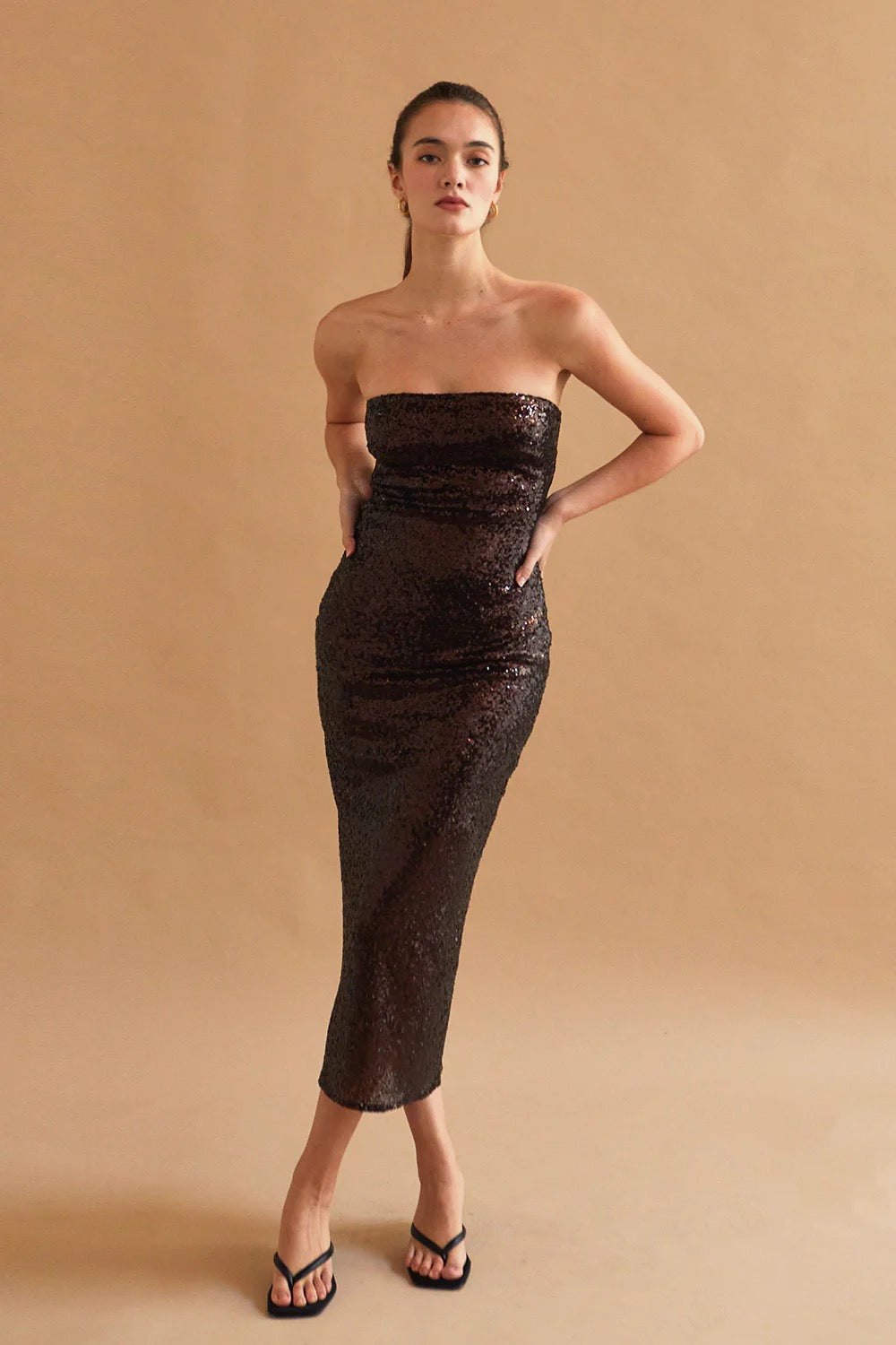 Crescent Strapless Sequin Dress
