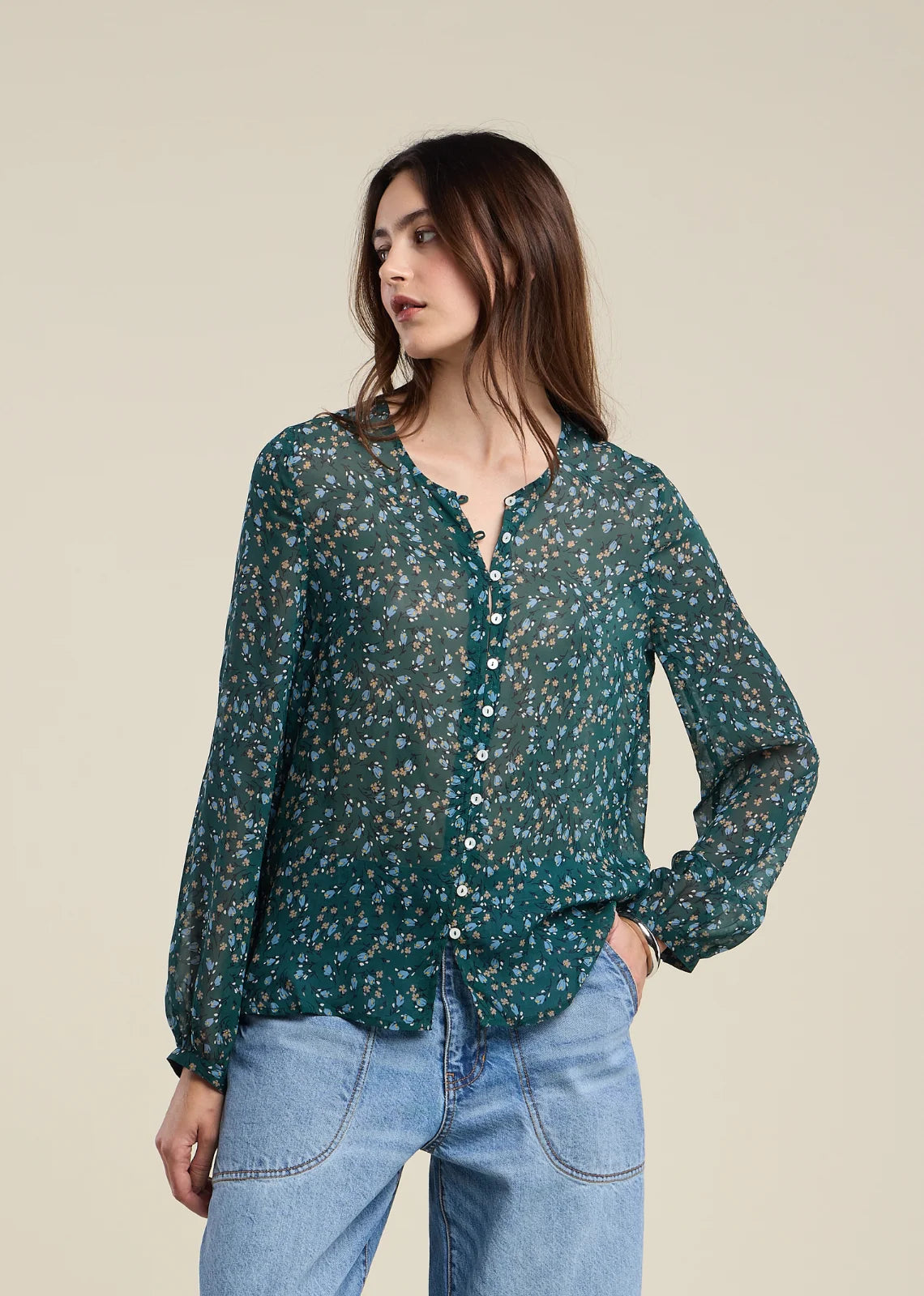 Velvet Aisha Flora Print Blouse
