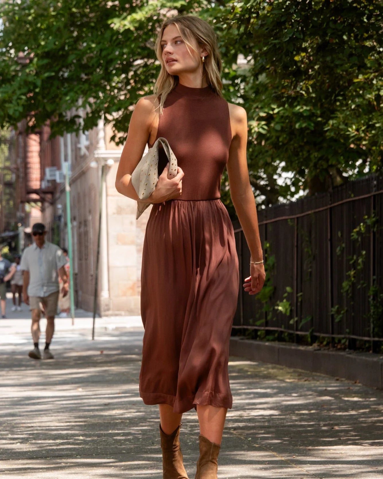 Bella Dahl Sleeveless Mock neck Mixed Dress