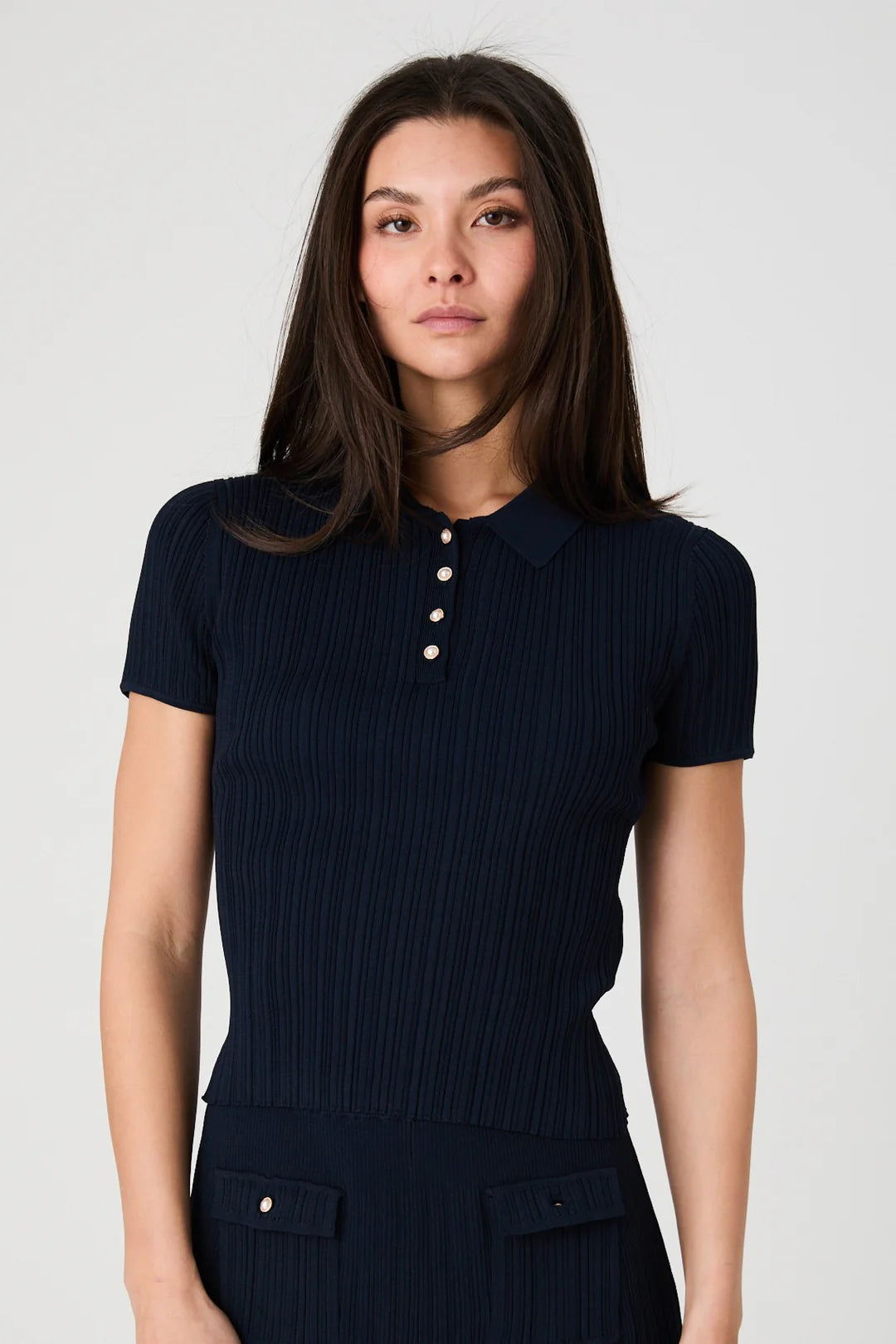 French Connection Crinkle Knit Slim Polo