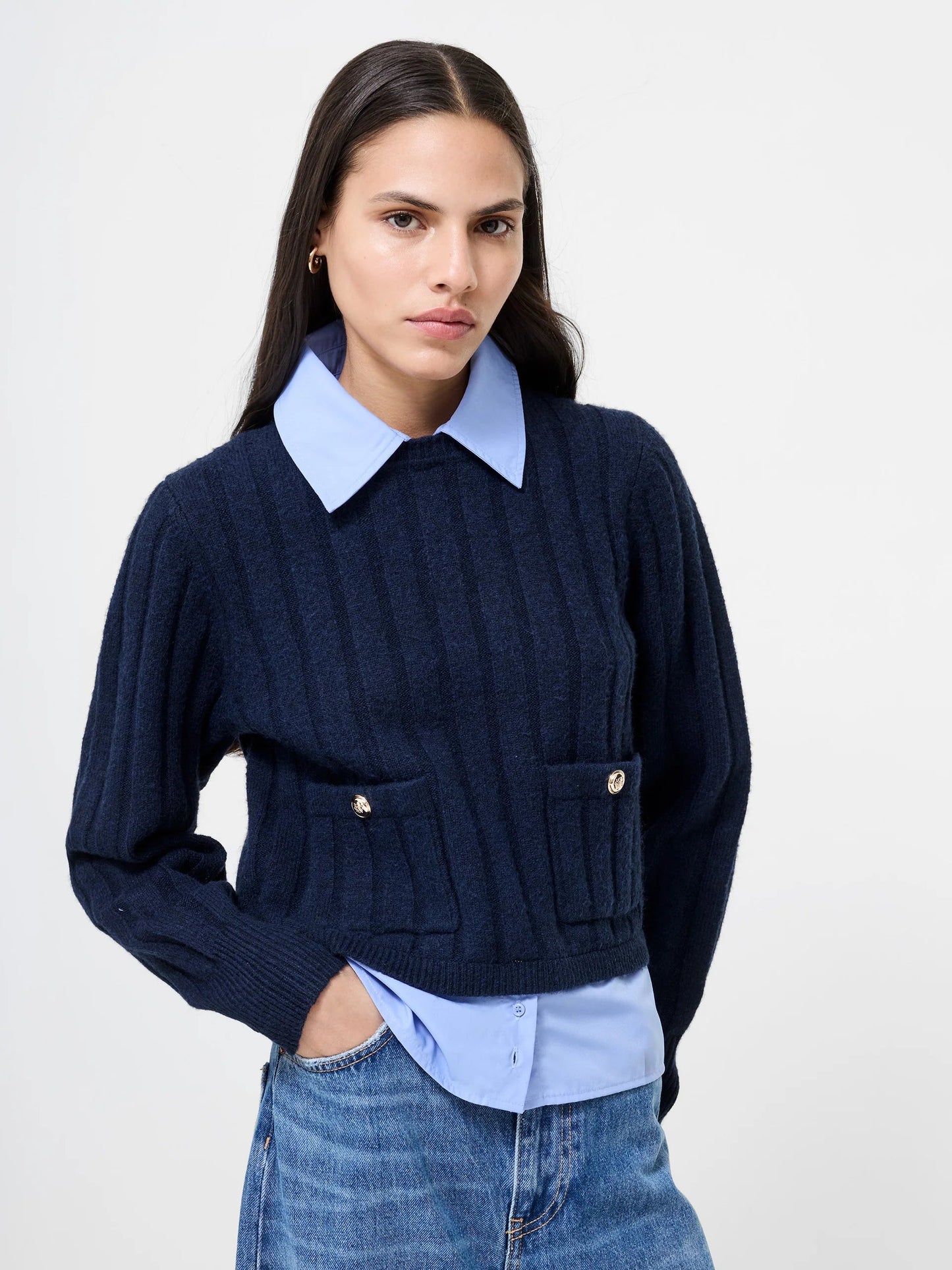 French Connection Ellie Knit Collared Pullover