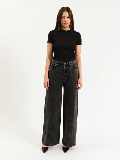 Daze Wonderer-Mid Rise Palazzo w/ Embellishment