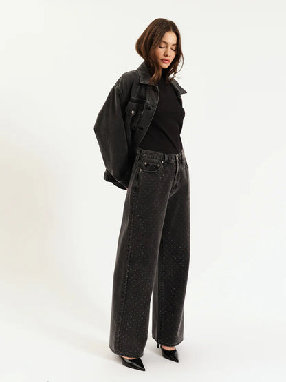 Daze Wonderer-Mid Rise Palazzo w/ Embellishment