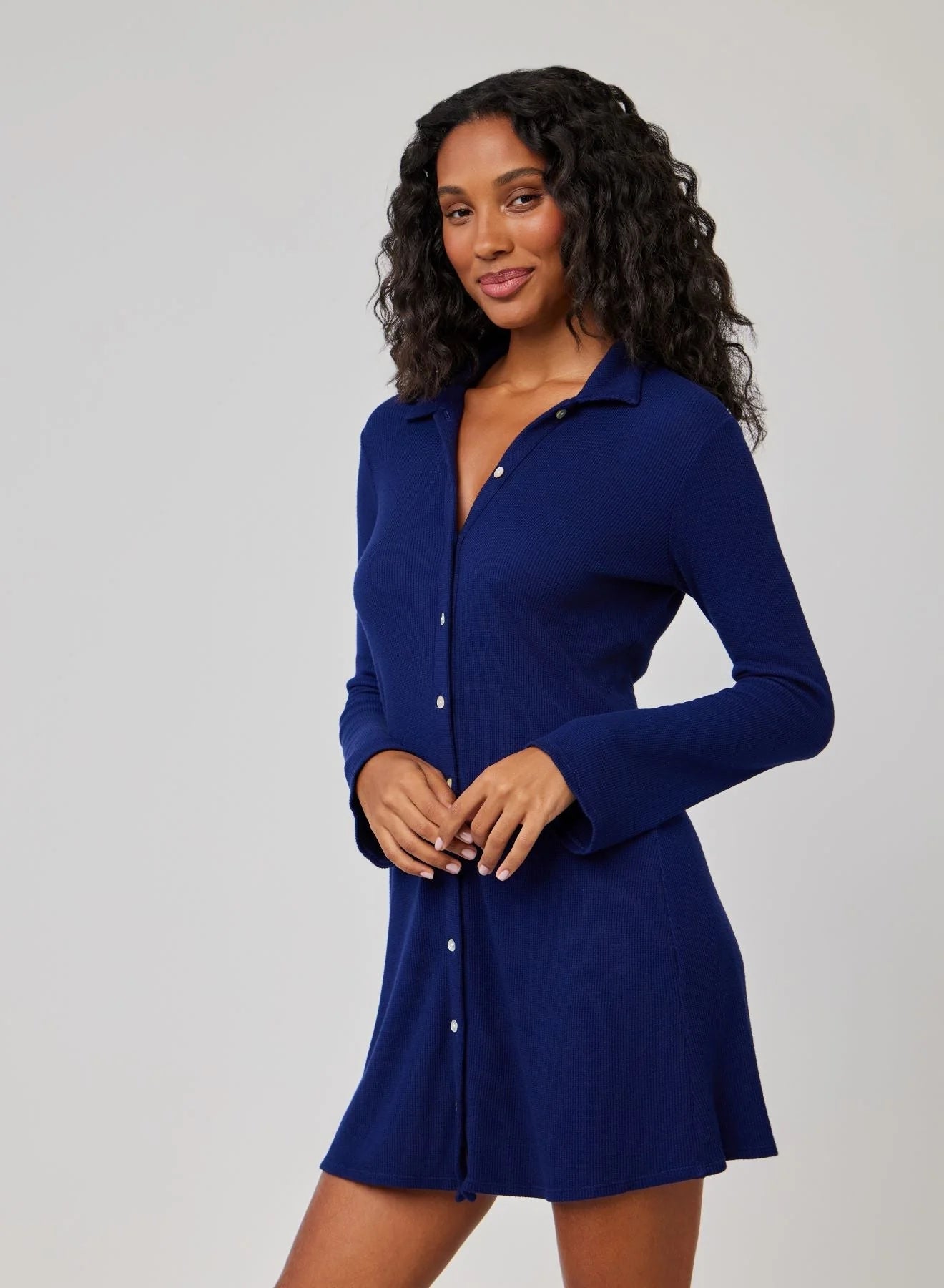 Belladahl Bell Sleeve Mini Shirt Dress