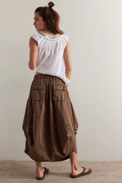 Free People Willow Poplin Midi Skirt