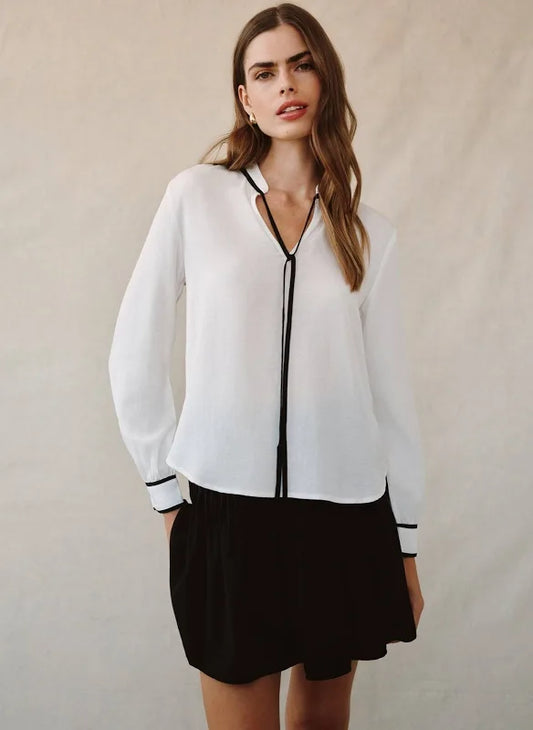 Bella Dahl Contrast Trim Long Sleeve