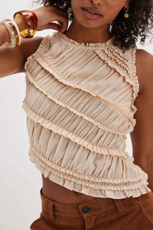 Free People Pink Sands Smocked Top