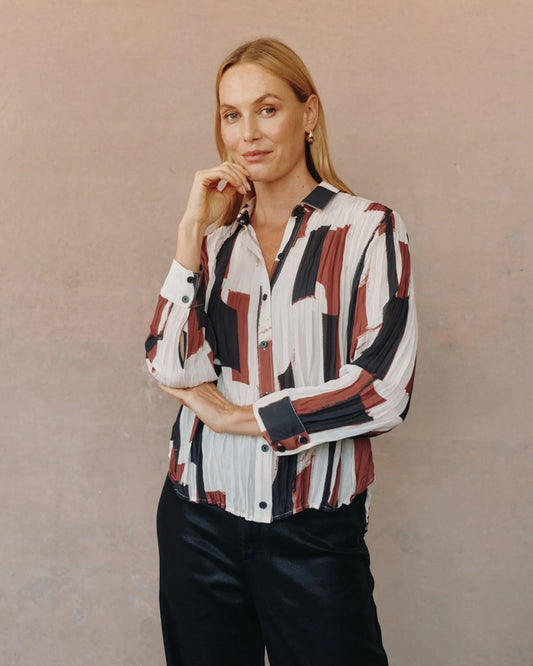 BellaDahl Pleated Button Down Blouse