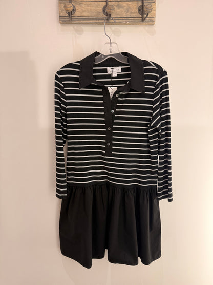 Velvet Stripe Rib & Poplin Dress