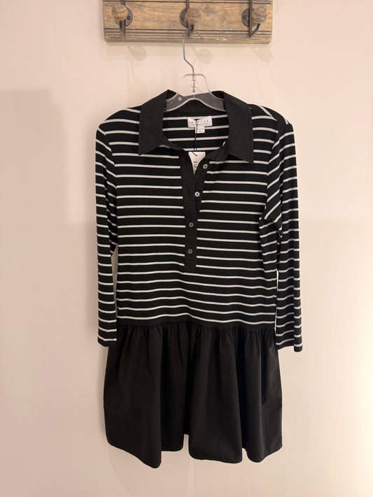 Velvet Stripe Rib & Poplin Dress