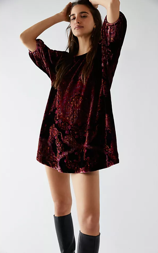 Free People Maye Printed Velvet Tunic