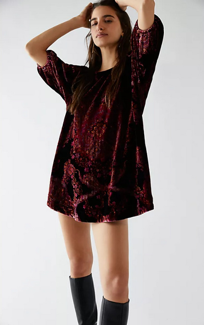 Free People Maye Printed Velvet Tunic