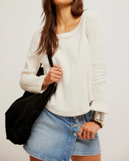 Free People Swinging Cable Cuff Sweater