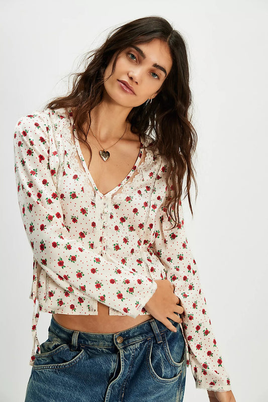 Free People Field of Roses Blouse