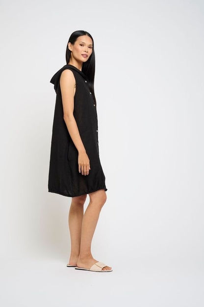 Pistache Hooded Linen Dress