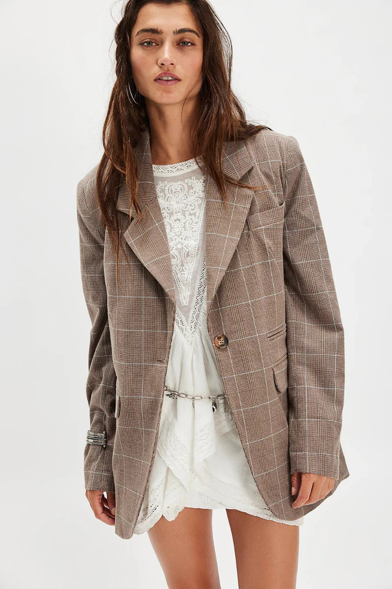 Free People Paper Cut Blazer Pinstripe