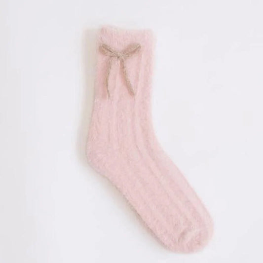 Lyla & Lux Plush Bow Detailed Socks