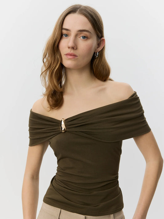 Sofie Schnoor SINKASW Off Shoulder Jersey Top