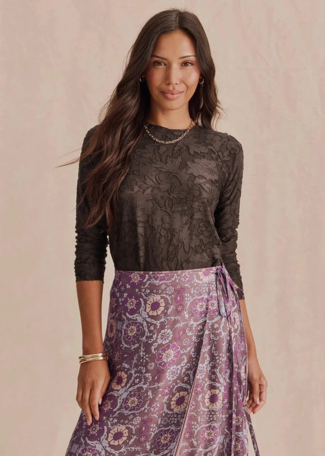 Splendid Celelia Floral LS Tee
