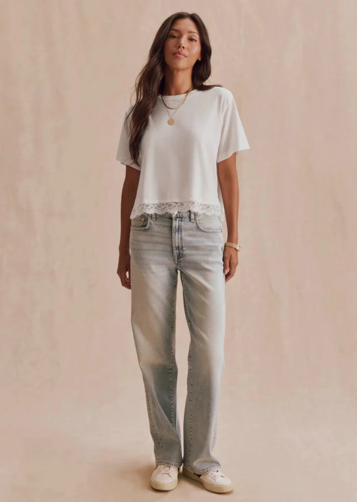 Splendid Lainey Lace Trim Tee