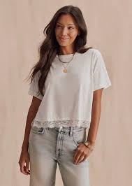Splendid Lainey Lace Trim Tee