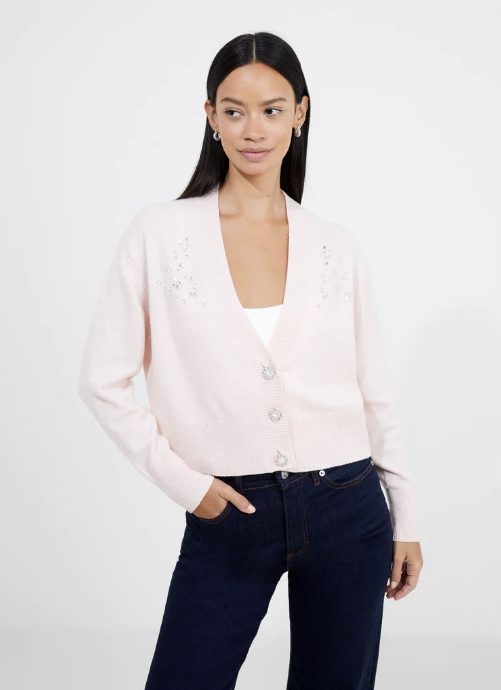 French Connection Vhari LS Embroidered Cardi