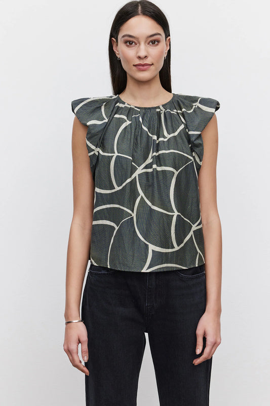 Velvet Camille Printed Silk Voile Blouse